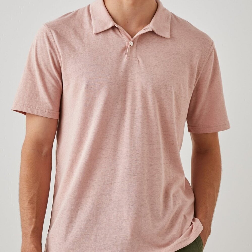 NWT RAILS Men's Levant Flamingo Short Sleeve Pink Polo Shirt XXL Hemp/Org Cotton